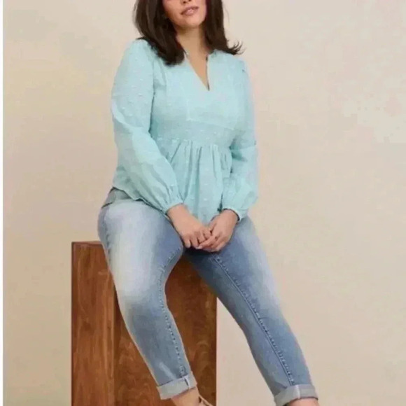 torrid Tops - NWT TORRID Clip Dot Mixed Eyelet Yoke Detail Top